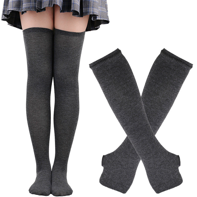 Femboy thigh highs and arm warmers set dark gray