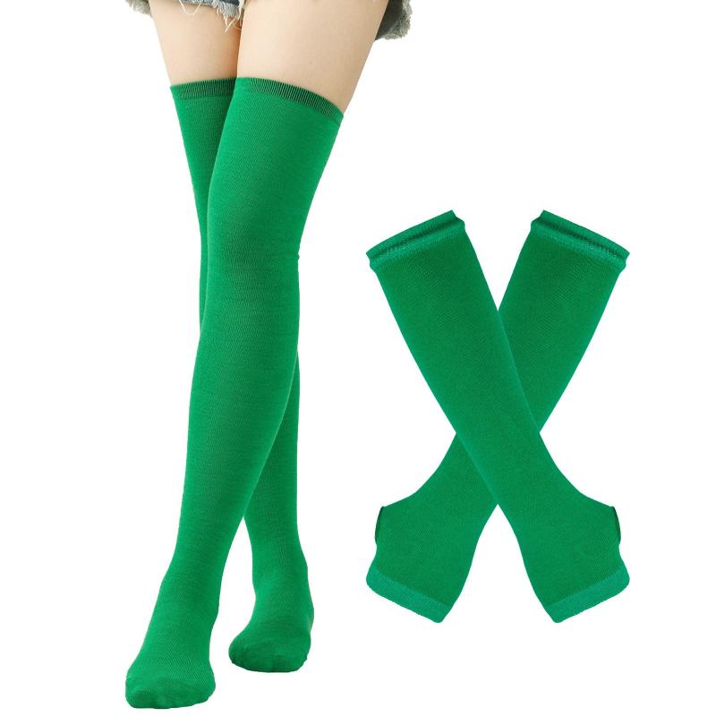 Femboy thigh highs and arm warmers set green