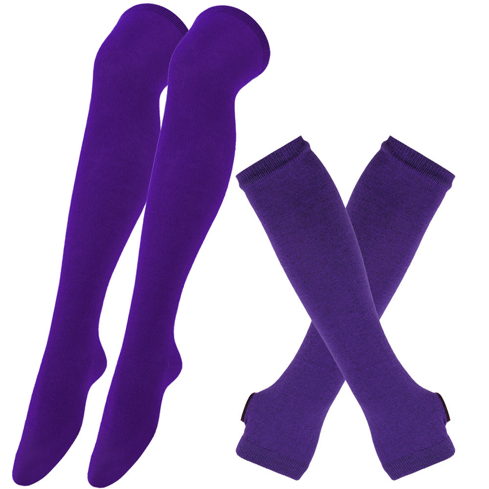 Femboy thigh highs and arm warmers set purple