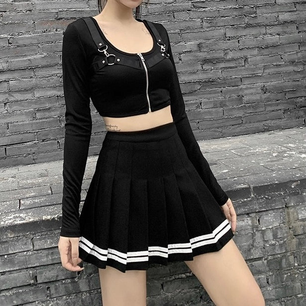 Femboy Pleated Skirt With Stripes - Femboy Fashion