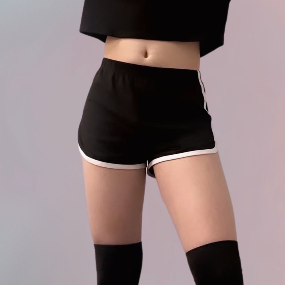 Femboy Wear A Black Sport Short Short