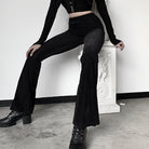 Femboy Wear A Black Velvet Flare Pants - Femboy Fashion