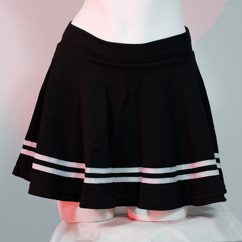 Femboy In Black With White Stripes Femboy Skirt - Femboy Fashion