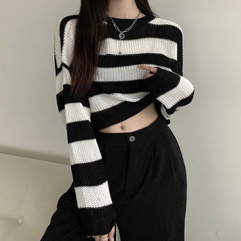 Striped Crop Femboy Sweater