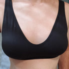 Femboy wear black bra and triangular silicone breast forms