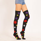 Femboy wear black colorful polka dot thigh high socks