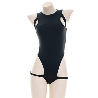 Black Cutout Femboy Bodysuit Lingerie