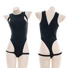 Femboy wear black cutout bodysuit lingerie