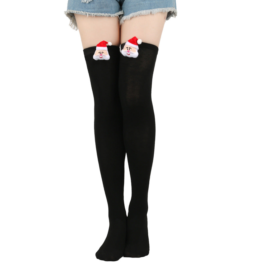 Femboy wear black femboy christmas striped thigh high socks with santa