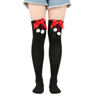 Femboy wear black femboy christmas thigh high socks with bow