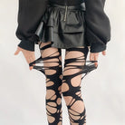 Gothic Femboy Wear A Black Gothic Ripped Pantyhose - Femboy Fashion