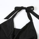 Femboy wear black halter backless maxi dress detail