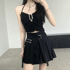 Femboy wear black irregular pleated skirt femboy fashion