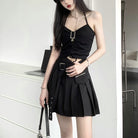 Femboy wear black irregular pleated skirt for femboy