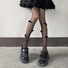 Femboy wear black kawaii lolita bow pantyhose with pearl