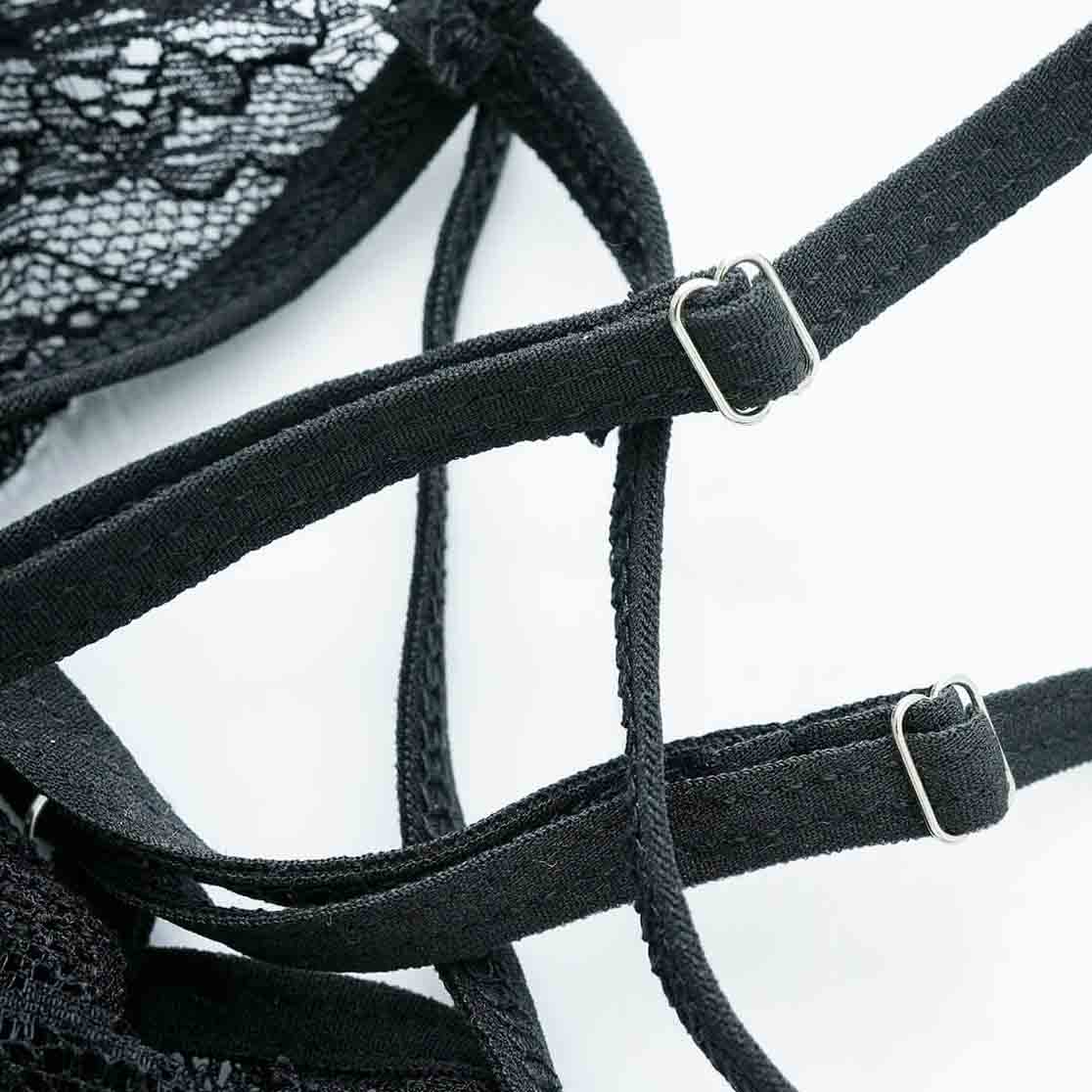 Femboy wear black lace translucent bodysuit lingerie detail