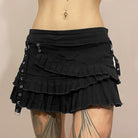 Femboy wear black low waisted denim skirt