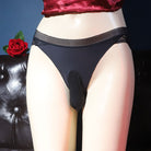 Femboy wear black mid rise back lace pouch panties