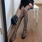 Femboy wear black polka dot sheer pantyhose