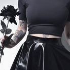 Femboy wear black pu leather short skirt for femboy