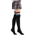 Femboy wear black rainbow striped thigh high socks