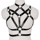 Femboy wear black sexy leather chest harness