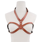 Femboy wear brown leather cage bra harness