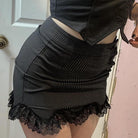 Femboy wear buttocks pinstripe skirt with lace trim