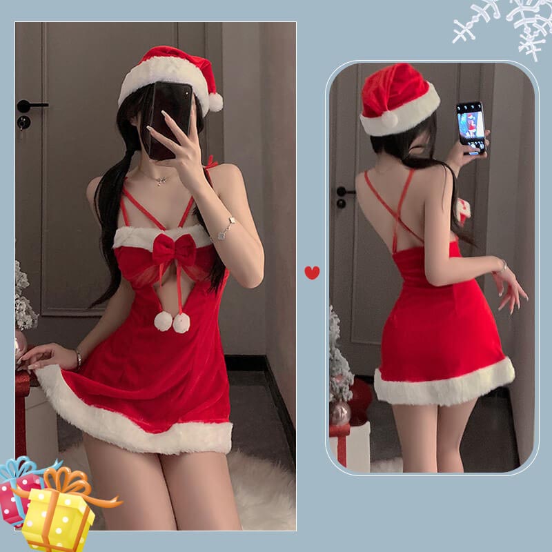 Femboy wear christmas sweet cutout nightdress