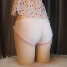 Femboy wear cotton fake pussy panty with bow back