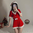 Femboy wear cute christmas mini dress with hat for femboy