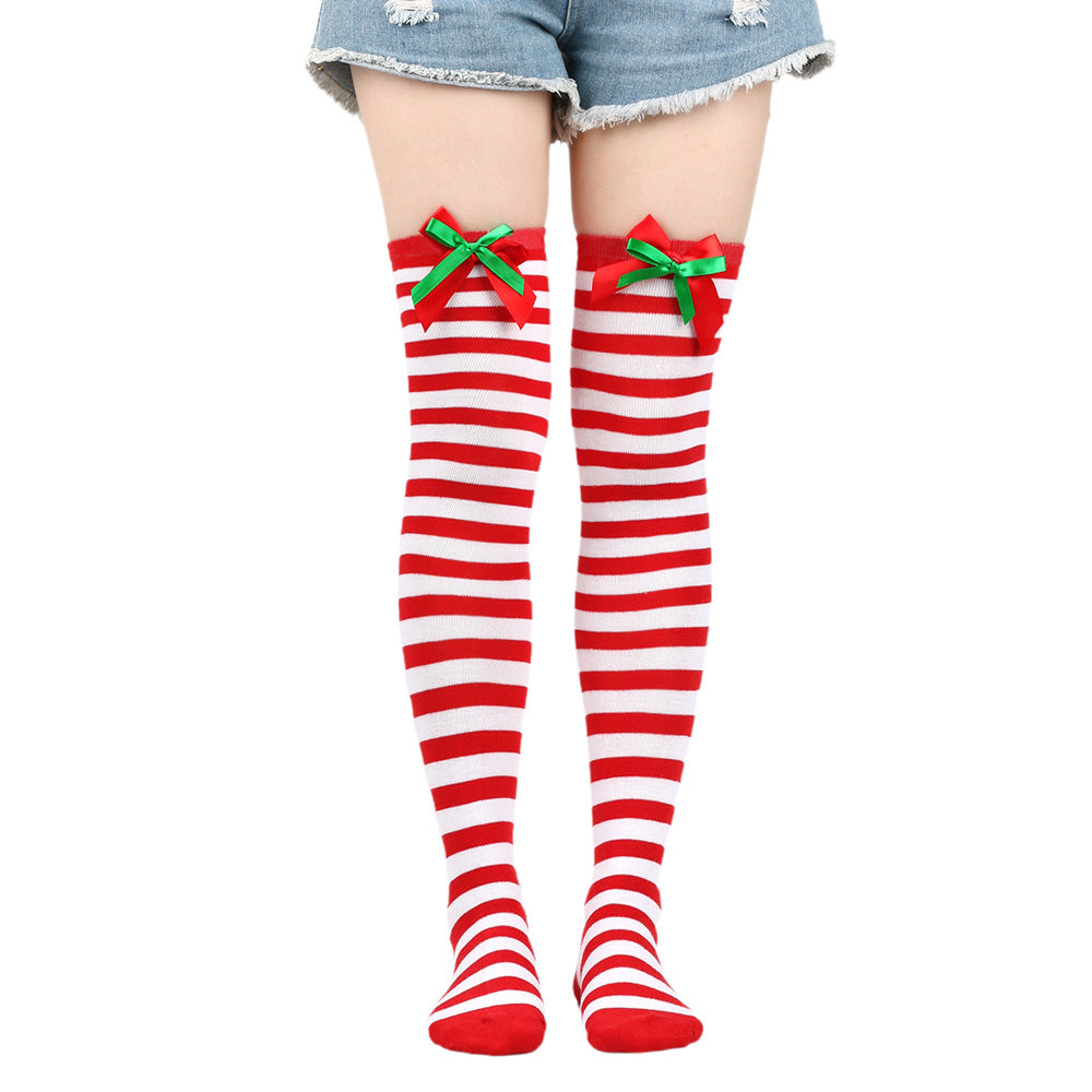 Femboy wear cute femboy christmas thigh high socks with bow femboy fashion