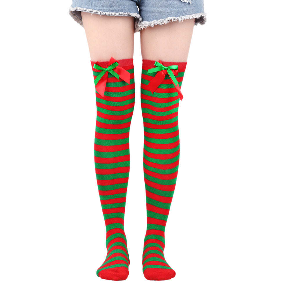 Femboy wear cute femboy christmas thigh high socks with bow for femboy