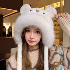 Femboy wear cute furry bear hat front