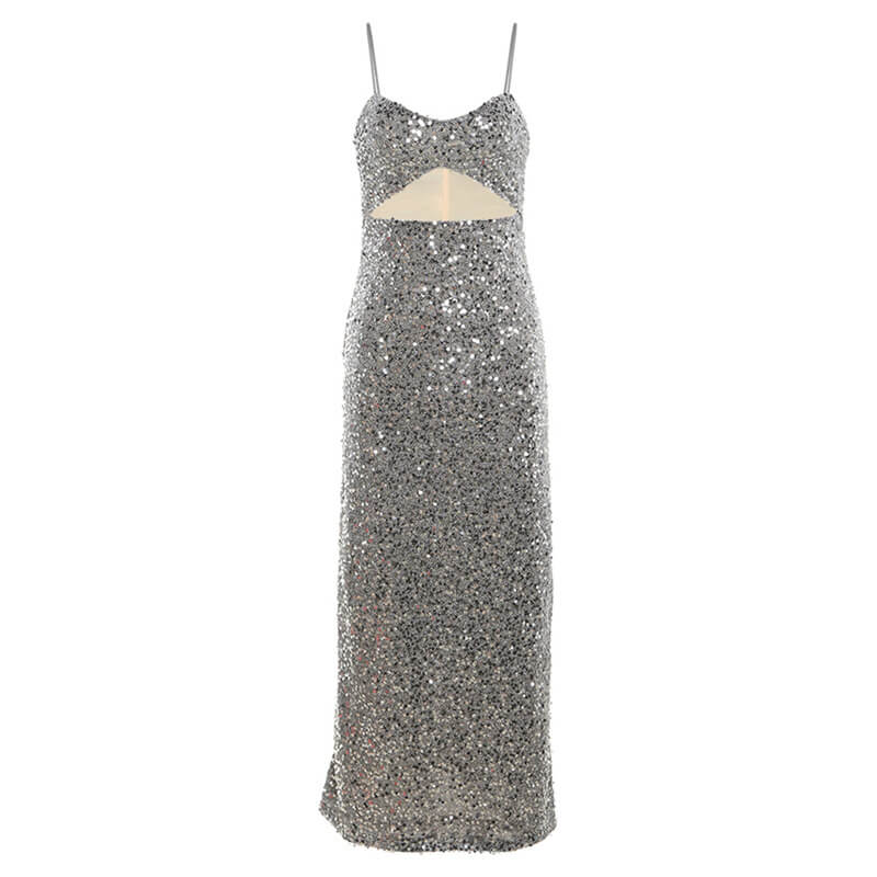 Femboy wear cute slim silver glitter slip dress femboy fashion