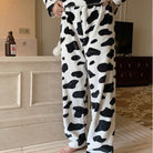 Femboy wear cute winter fleece cow print pajama set