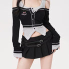 Femboy wear double belt black pleated mini skirt for femboy