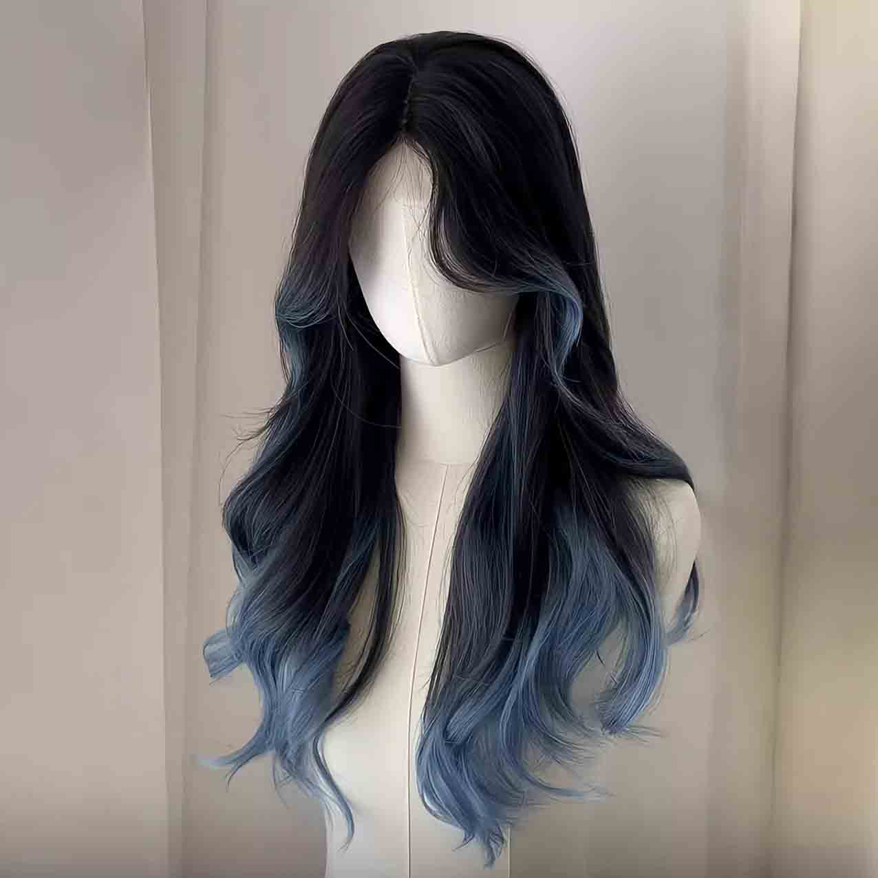 Femboy wear femboy ash blue highlight body wave wig