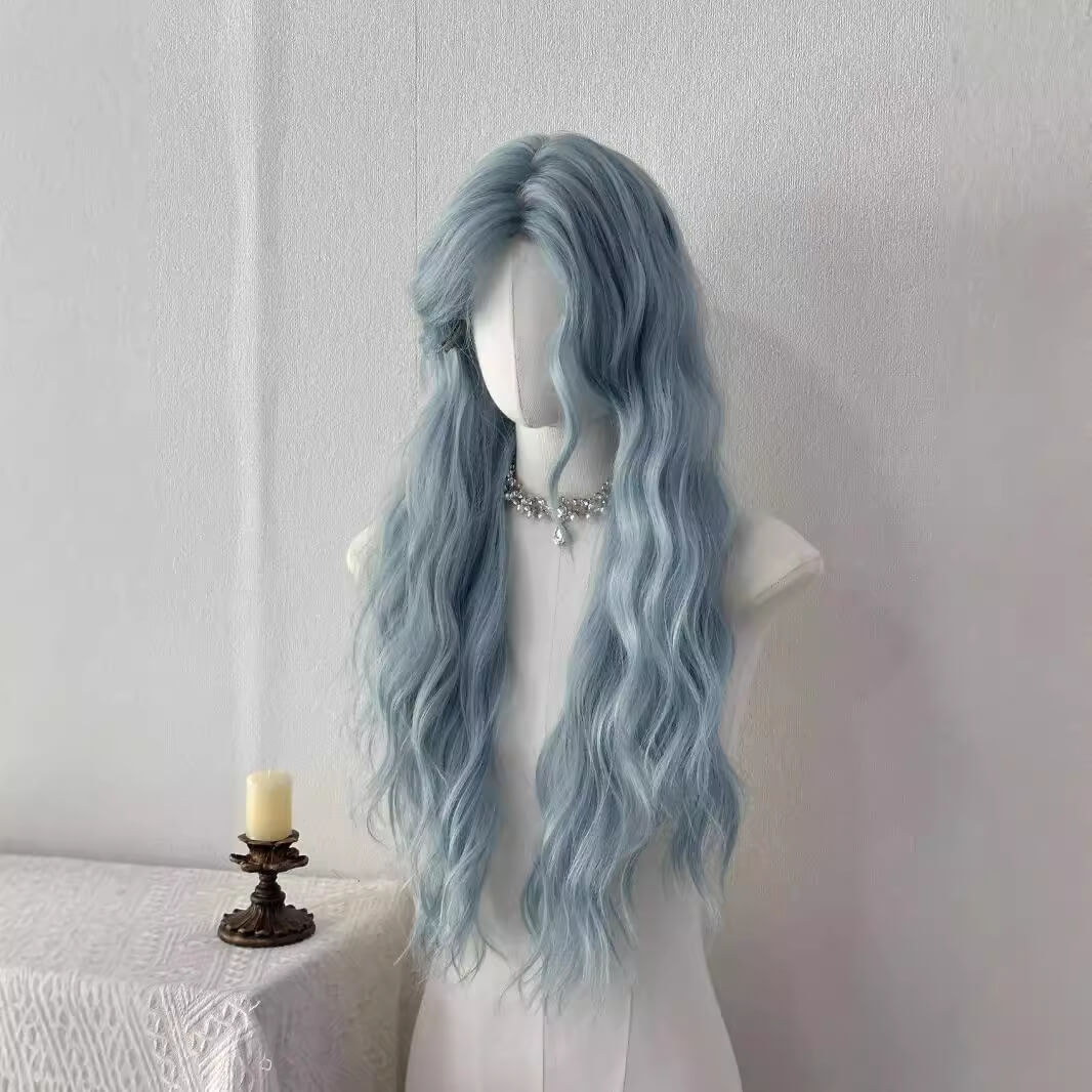 Femboy wear femboy ash blue nature wave long wig femboy fashion