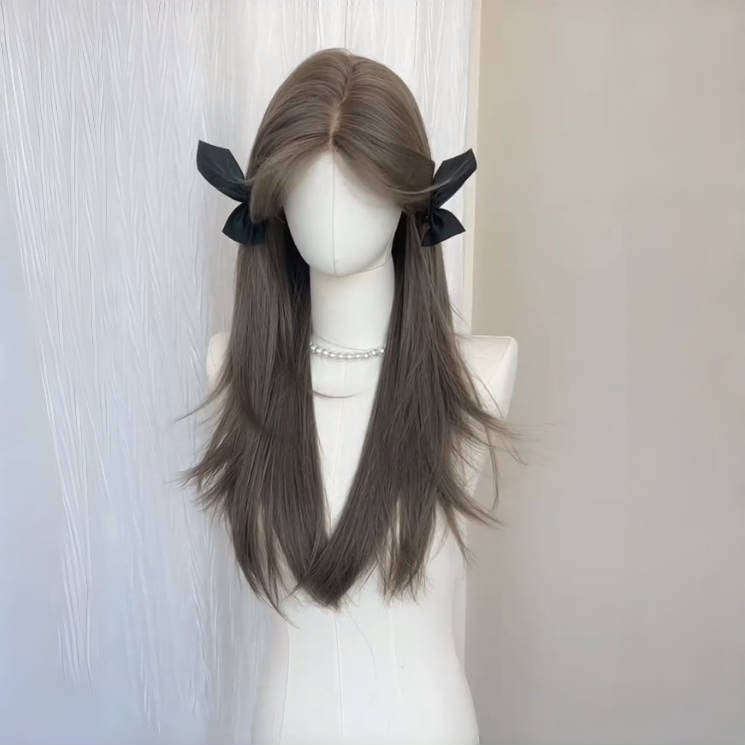 Femboy wear femboy brown long straight wig for femboy