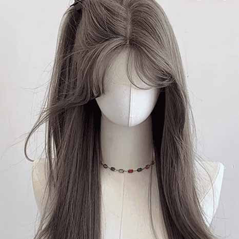 Femboy wear femboy brown long straight wig