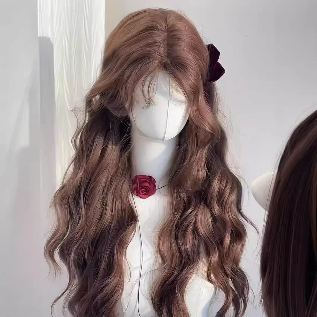 Femboy wear femboy chestnut brown body wave wig femboy fashion