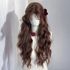 Femboy wear femboy chestnut brown body wave wig front