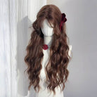 Femboy wear femboy chestnut brown body wave wig side