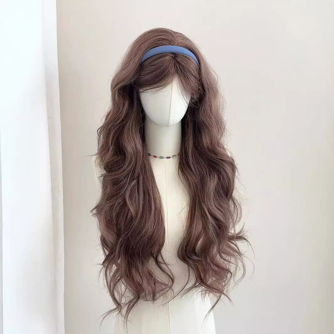 Femboy wear femboy chocolate brown body wave wig side