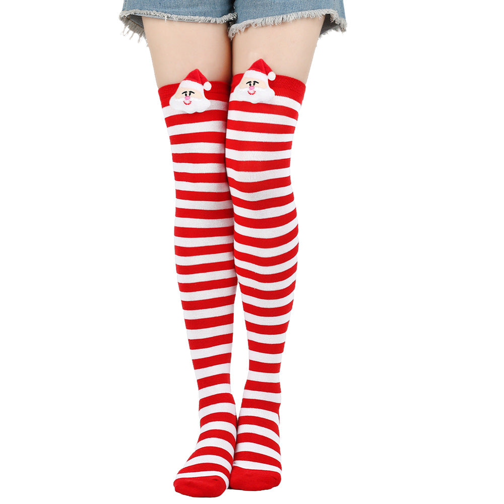 Femboy wear femboy christmas striped thigh high socks with femboy fashion