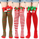 Femboy wear femboy christmas thigh high socks with bow front