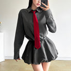 Femboy wear femboy long sleeve schoolgirl dress front