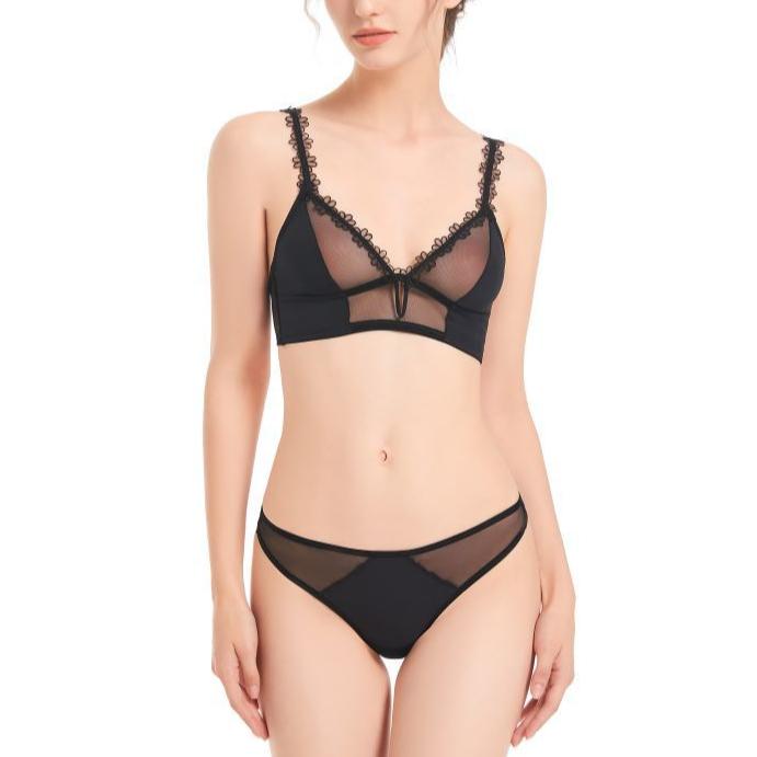 Femboy wear femboy sexy see through bra and panty set front