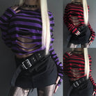 Femboy wear femboy striped ripped long sleeve t shirt